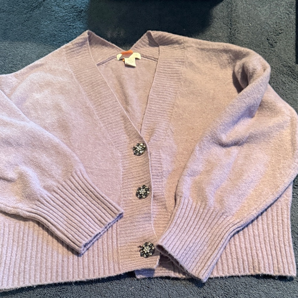 H & M Lavender Button-Up Women's Sweater.